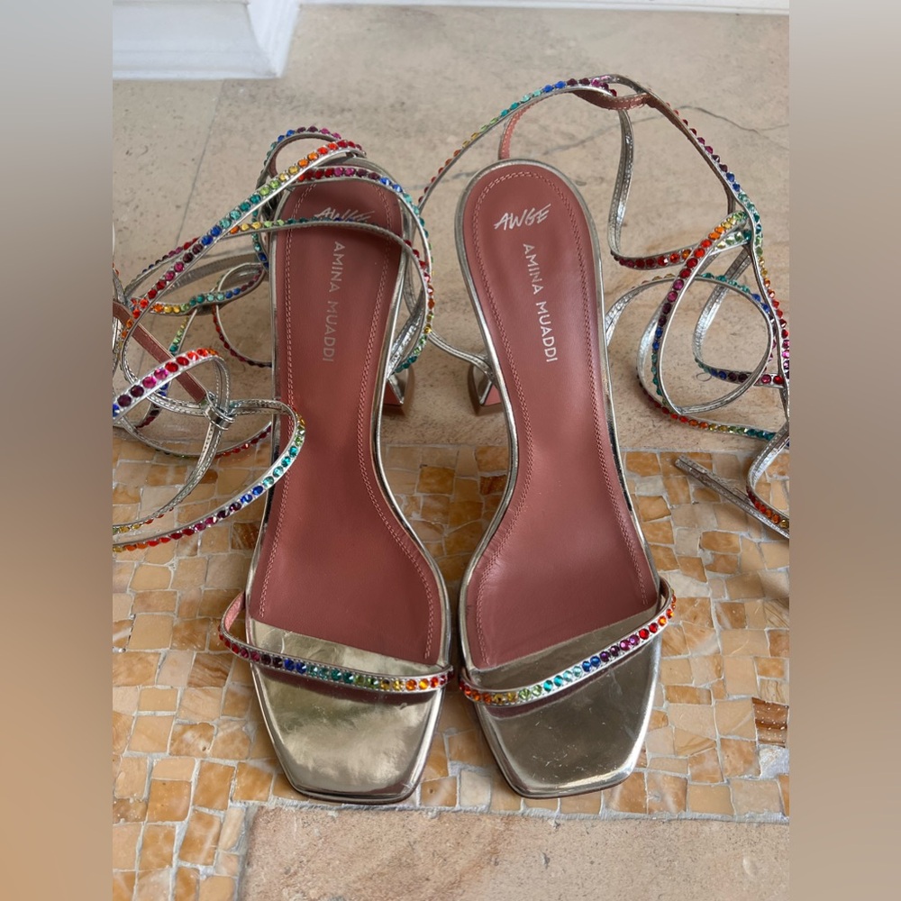 Multi colored Amina Muaddi shoes
